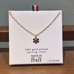 LUCIA MARA Made In Italy 18kt Gold Plated Sterling Silver Daisy Necklace NWTS